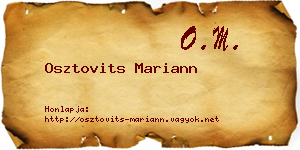 Osztovits Mariann névjegykártya