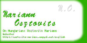 mariann osztovits business card